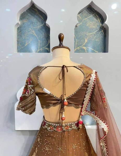 Mahendi Green Party Wear Jimmy Chu Lehenga with Embroidered Butterfly Net Dupatta Designer Lehenga Choli