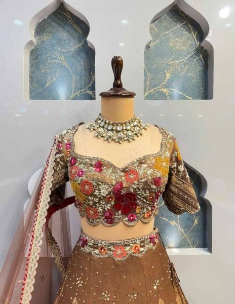 Mahendi Green Party Wear Jimmy Chu Lehenga with Embroidered Butterfly Net Dupatta Designer Lehenga Choli