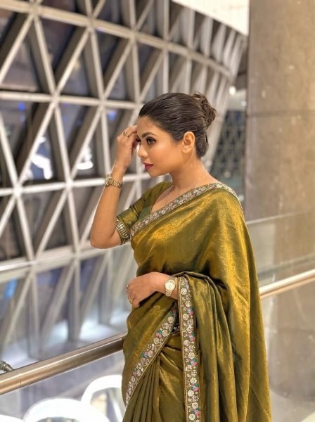 Mahendi Green Satin Silk Saree with Heavy Sequins Work at Wholesale Rate Designer Wedding Sarees Wholesale