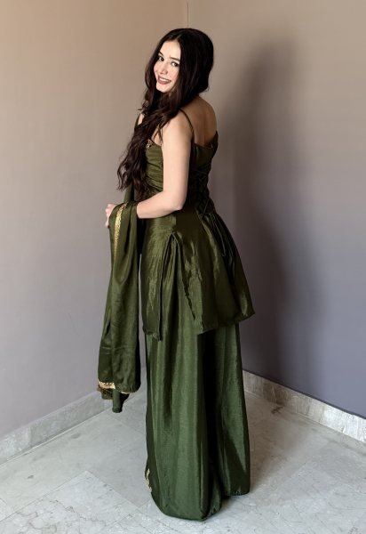 Mahendi Green Wedding Special Designer Chinon Kurti Set at Wholesale Rate Ready To Wear Collection