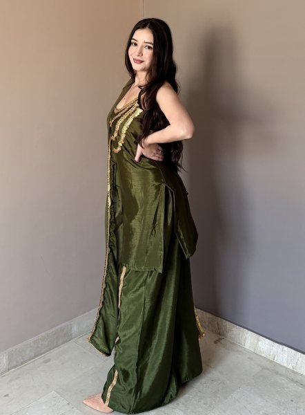 Mahendi Green Wedding Special Designer Chinon Kurti Set at Wholesale Rate Ready To Wear Collection
