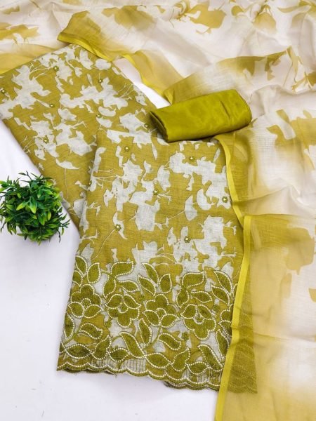 Mahendi Lilan Cotton Dress Material with Digital Print Dupatta for Festive Gatherings Punjabi Dress Materials Wholesale
