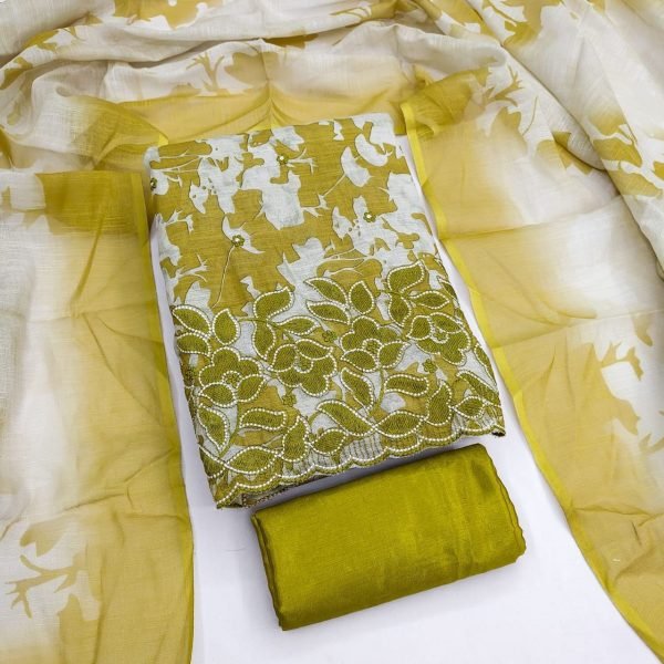 Mahendi Lilan Cotton Dress Material with Digital Print Dupatta for Festive Gatherings Punjabi Dress Materials Wholesale
