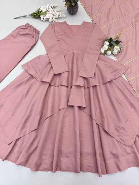 Majestic Baby Pink Mal Chanderi Ready-to-Wear Sharara Suit Set with Heavy Embroidery Ready To Wear Collection
