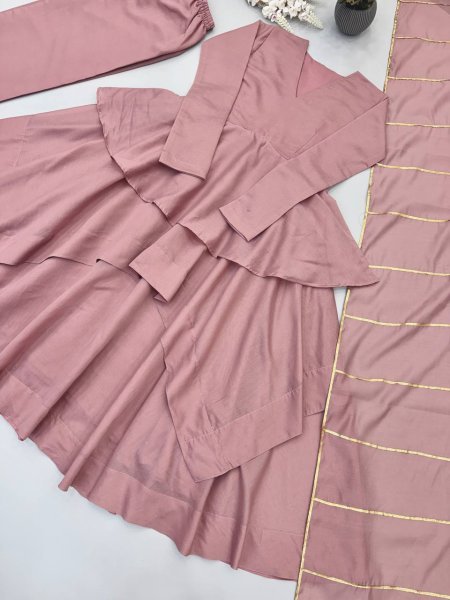 Majestic Baby Pink Mal Chanderi Ready-to-Wear Sharara Suit Set with Heavy Embroidery Ready To Wear Collection
