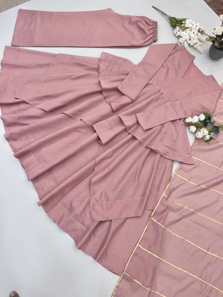 Majestic Baby Pink Mal Chanderi Ready-to-Wear Sharara Suit Set with Heavy Embroidery Ready To Wear Collection