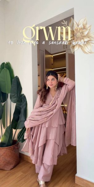 Majestic Baby Pink Mal Chanderi Ready-to-Wear Sharara Suit Set with Heavy Embroidery Ready To Wear Collection