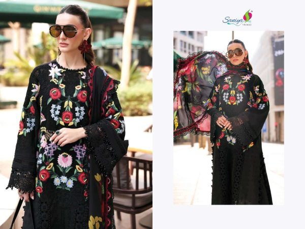 Majestic Black Designer Cotton Chikankari Suit Set with Maslin Print Dupatta for Women Pakistani Suits Wholesale