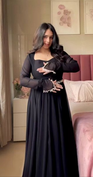 Majestic Black Faux Georgette Maxi Anarkali Suit at Manufacturer Rate Ready To Wear Collection