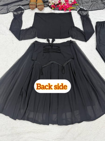 Majestic Black Faux Georgette Maxi Anarkali Suit at Manufacturer Rate Ready To Wear Collection