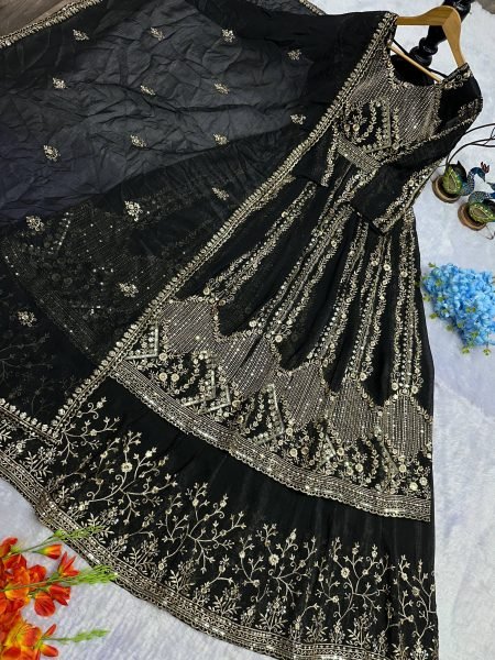 Majestic Black Lehenga Gown Set with Embroidery Dupatta for Reseller Buyers  Designer Lehenga Choli