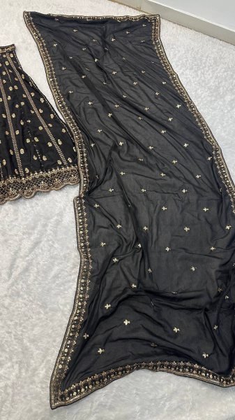 Majestic Black Stylish Black Gold Lehenga with Designer Dupatta Bollywood Lehenga Choli