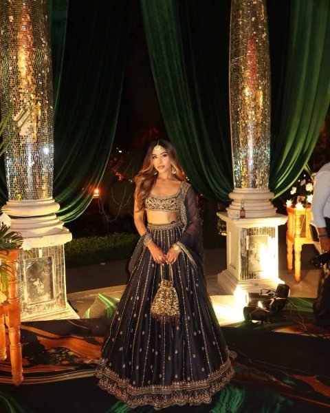 Majestic Black Stylish Black Gold Lehenga with Designer Dupatta Bollywood Lehenga Choli