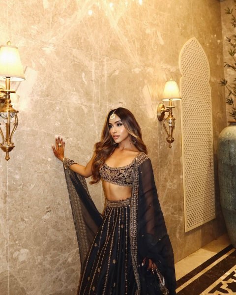 Majestic Black Stylish Black Gold Lehenga with Designer Dupatta Bollywood Lehenga Choli