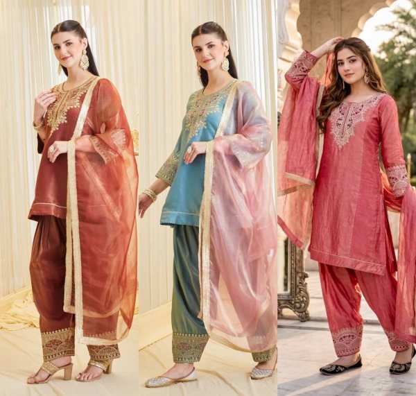 Majestic Copper Fendy Silk Palazzo Suit with Embroidery Sequence Work For Women Ready To Wear Collection