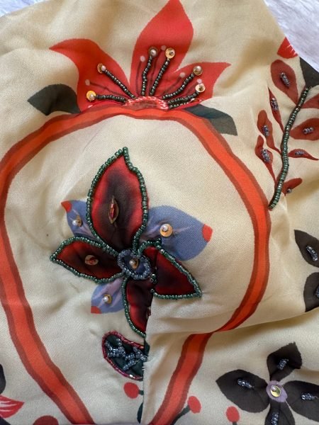 Majestic Cream Floral Printed Lehenga with Sleeveless Blouse for Festive Wear Designer Lehenga Choli