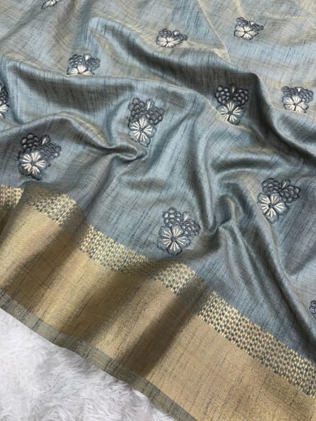 Majestic Grey Assam Silk Party Wear Saree with Zari Border and Designer Pallu Silk Sarees Wholesale