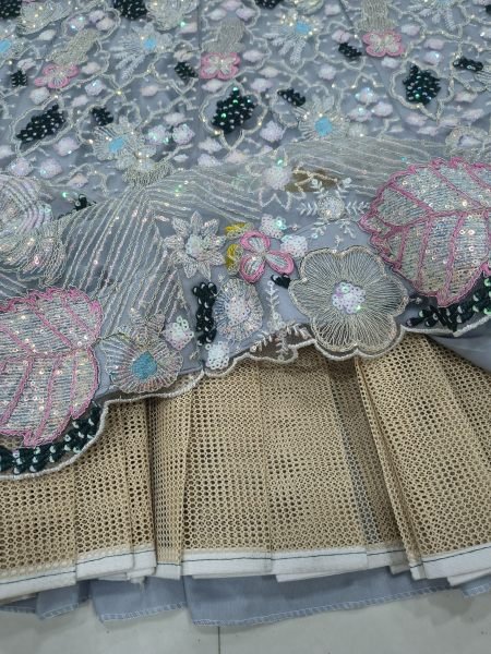 Majestic Grey Designer Butterfly Net Lehenga Choli with Multi Thread Embroidery Bridal Lehenga Choli