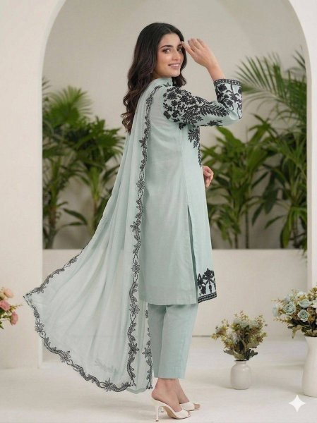 Majestic Grey Fox Georgette Pant Suit with Designer Dupatta for Women Collection Ready To Wear Collection