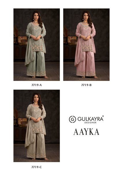 Majestic Grey Real Chinon Top Palazzo Dupatta Set with Beads Work for Festival Designer Plazzo Salwar Suits Wholesale