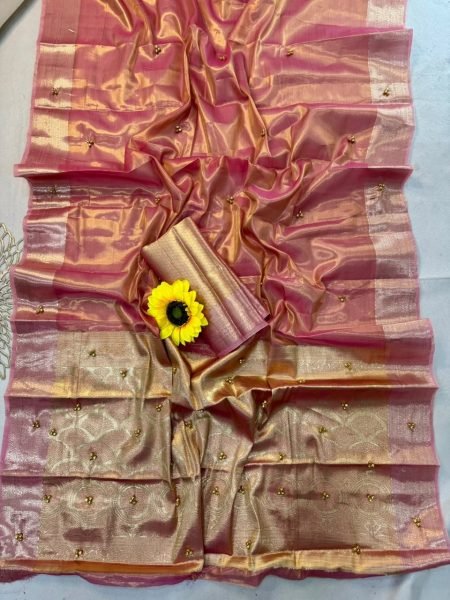 Majestic Peach Soft Banarasi Silk Patola Saree with Ghungroo and Zari Work Banarasi Saree Wholesale