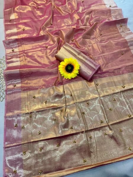 Majestic Peach Soft Banarasi Silk Patola Saree with Ghungroo and Zari Work Banarasi Saree Wholesale