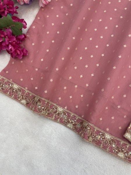 Majestic PInk Chanderi Cotton Kurti Pant Set with Digital Print Dupatta Cotton Kurtis Wholesale