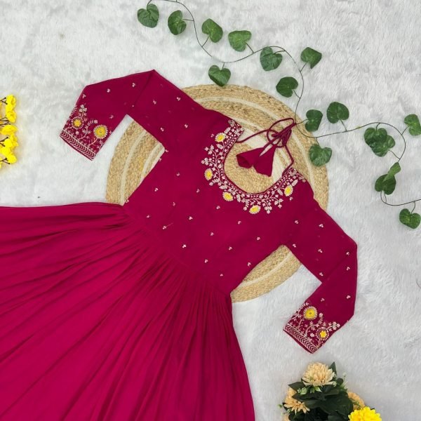 Majestic Pink Soft Georgette Designer Gown with Micro Cotton Lining Anarkali Kurtis 