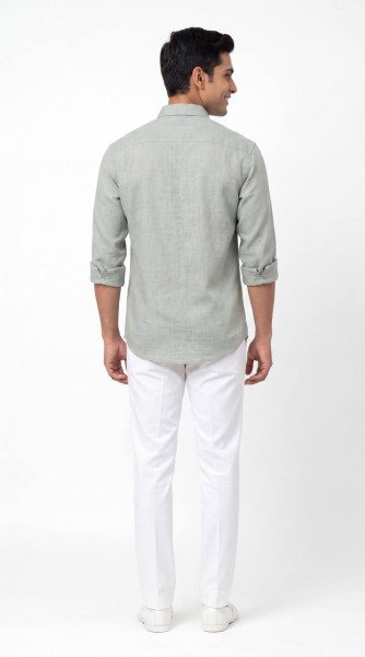 Majestic Pista Premium Linen Embroidered Men s Shirt for Casual and Festive Wear Mens Shirt