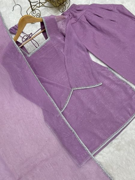 Majestic Purple Crunchy Silk Farshi Suit with Matching Embellished Dupatta for Function Ready To Wear Collection