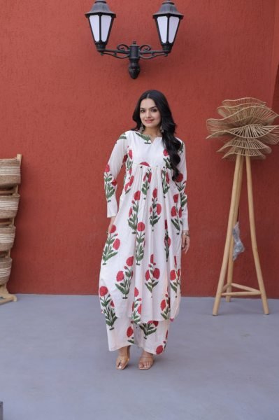 Majestic Red Casual Wear Cotton Outfit for Women with Printed Design Printed Kurtis