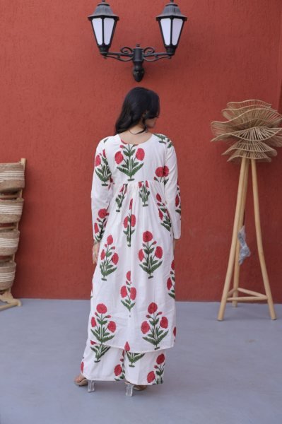 Majestic Red Casual Wear Cotton Outfit for Women with Printed Design Printed Kurtis
