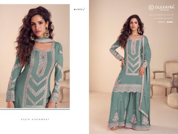Majestic Teal Green Fancy Embroidery Work Palazzo Suit for Reception Wear Designer Plazzo Salwar Suits Wholesale
