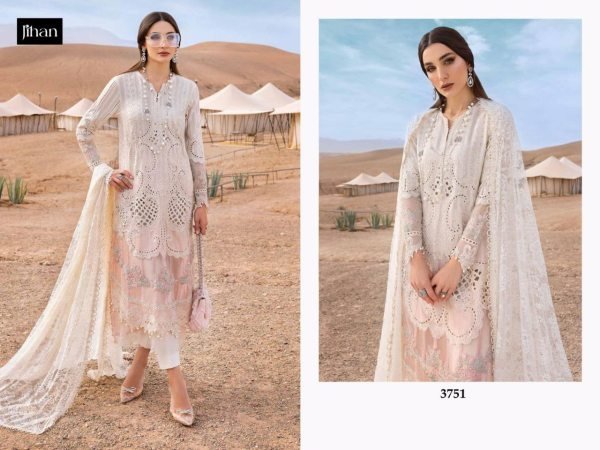 Maria B Embroidered Lawn Cotton Suit Semi Lawn Bottom with Dupatta for Partywear Pakistani Suits Wholesale
