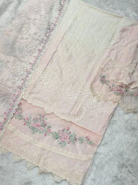 Maria B Embroidered Lawn Cotton Suit Semi Lawn Bottom with Dupatta for Partywear Pakistani Suits Wholesale