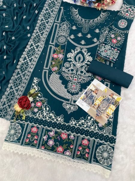 Maria Designer Semi Stitch Georgette Suit with Moti and Embroidery Work Partywear Catalog Pakistani Suits Wholesale