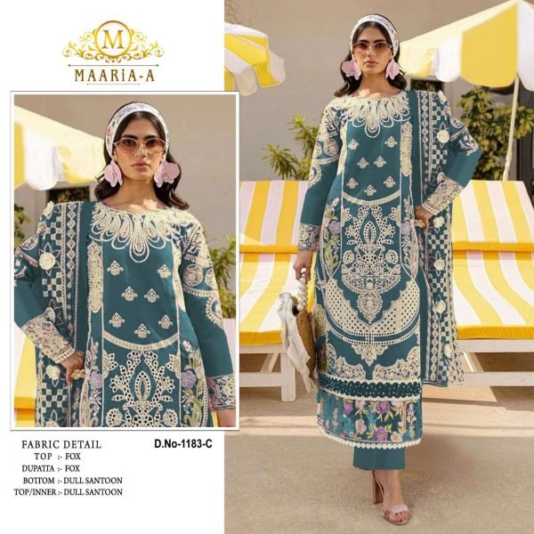 Maria Designer Semi Stitch Georgette Suit with Moti and Embroidery Work Partywear Catalog Pakistani Suits Wholesale