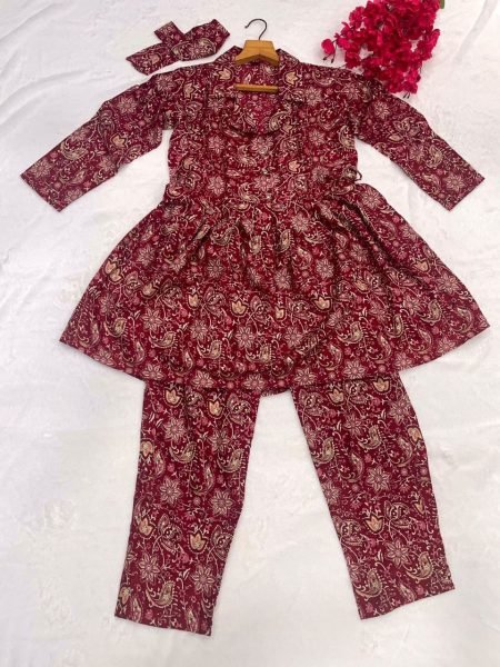 Maroon Cotton Kaftan Coord Set CO ORD Sets