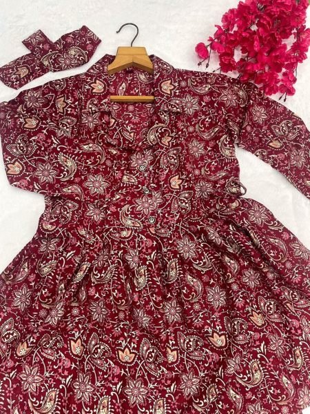 Maroon Cotton Kaftan Coord Set CO ORD Sets