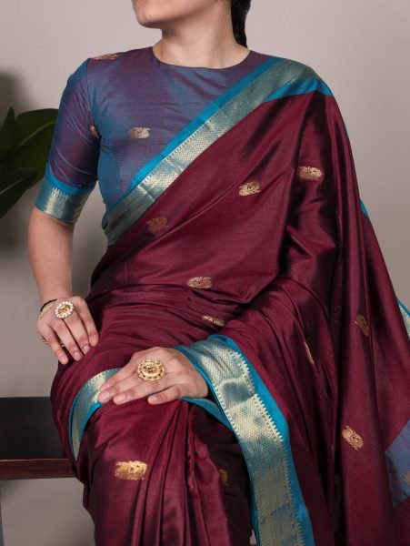 Maroon Cotton Silk Saree with Rich Paithani Weaving Perfect for Wedding  Silk Sarees Wholesale