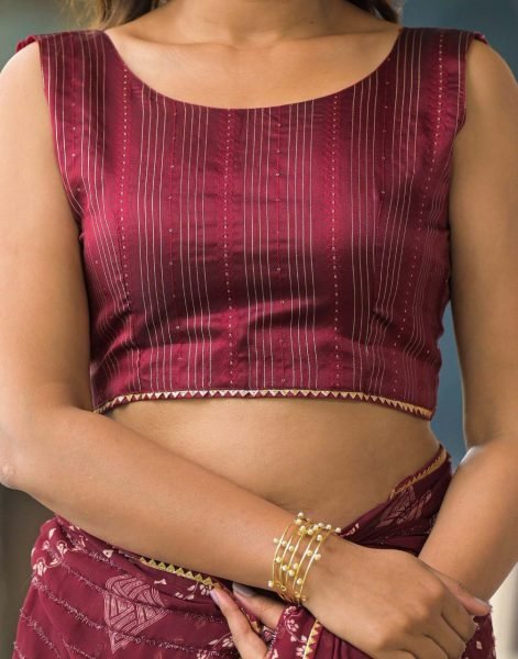 Maroon Designer Georgette Silk Saree with Fancy Print and Embroidey Blouse  Georgette Sarees Wholesale
