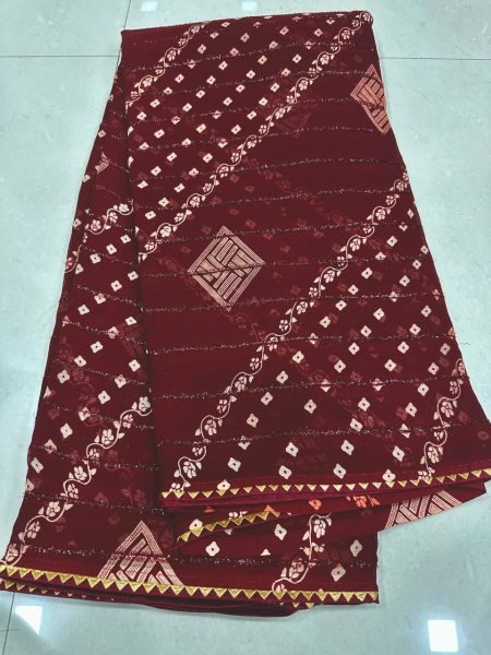 Maroon Designer Georgette Silk Saree with Fancy Print and Embroidey Blouse  Georgette Sarees Wholesale