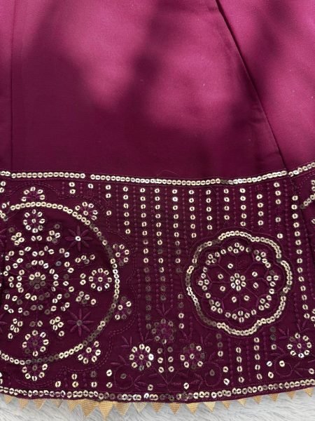 Maroon Faux Georgette Gown In Thread And Sequence Work With Matching Dupatta Anarakali Gown Wholesale