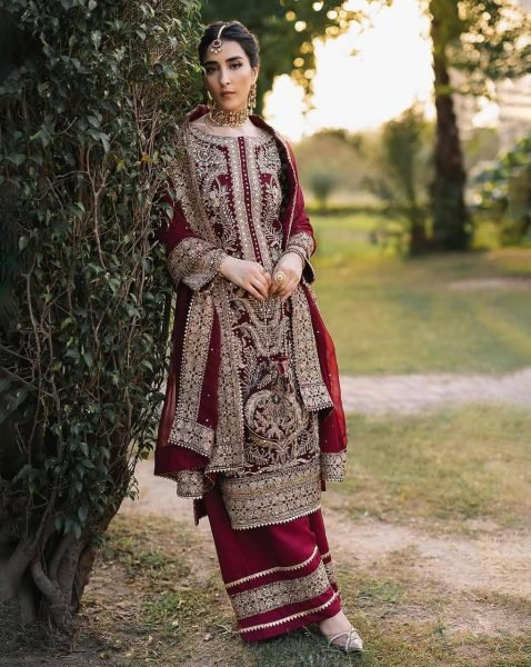 Maroon Faux Georgette Heavy Embroidery Suit with Dupatta Wedding Special Ready To Wear Collection
