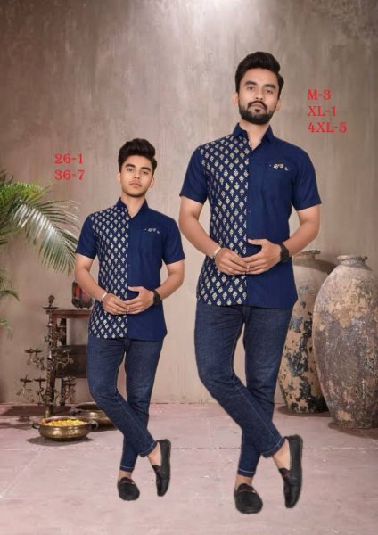 Fancy Cotton Foil Printed Shirts Wine Color Combo for Father & Son Father Son Collection 