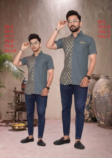 Fancy Cotton Foil Printed Shirts Wine Color Combo for Father & Son Father Son Collection 