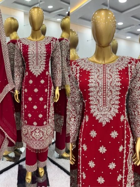 Maroon Georgette Readymade Pakistani Suit at Wholesale Rate Ready To Wear Collection