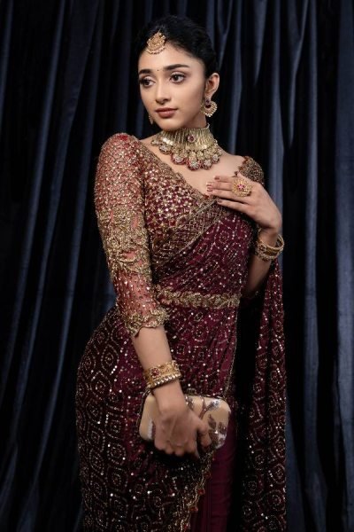 Maroon Kasturi Silk Georgette Saree with Dori Zari Sequins Work for Wedding Wear Designer Wedding Sarees Wholesale