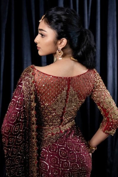 Maroon Kasturi Silk Georgette Saree with Dori Zari Sequins Work for Wedding Wear Designer Wedding Sarees Wholesale