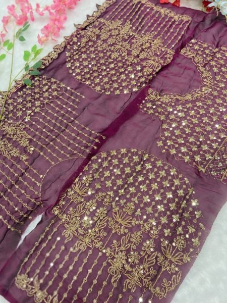Maroon Kasturi Silk Georgette Saree with Dori Zari Sequins Work for Wedding Wear Designer Wedding Sarees Wholesale